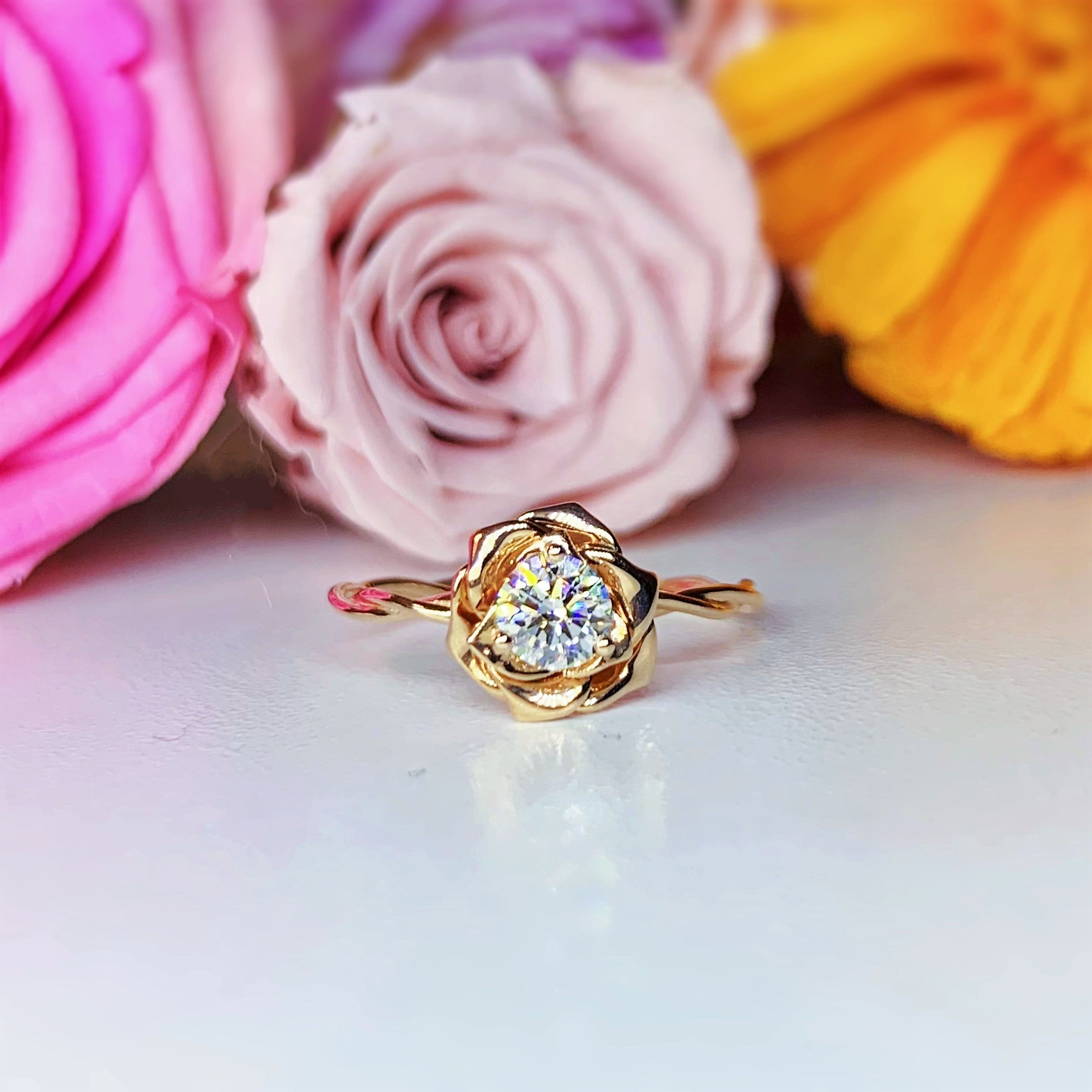 0.34CT Floral Rose Solitaire Engagement Ring - LGR012 LG607372803