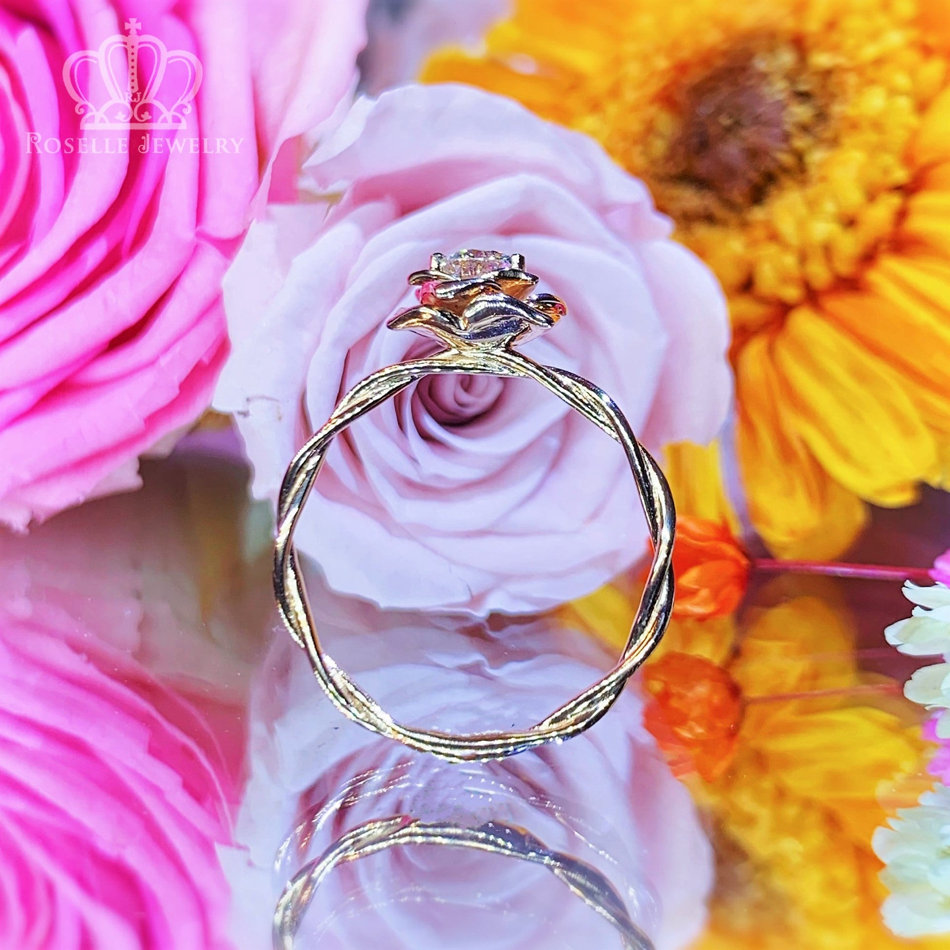 0.30CT Floral Rose Solitaire Engagement Ring - LGR012 - Roselle Jewelry