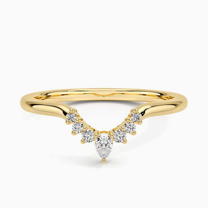0.10CTW Lunette Diamond Wedding Band Ring - LR37 - Roselle Jewelry