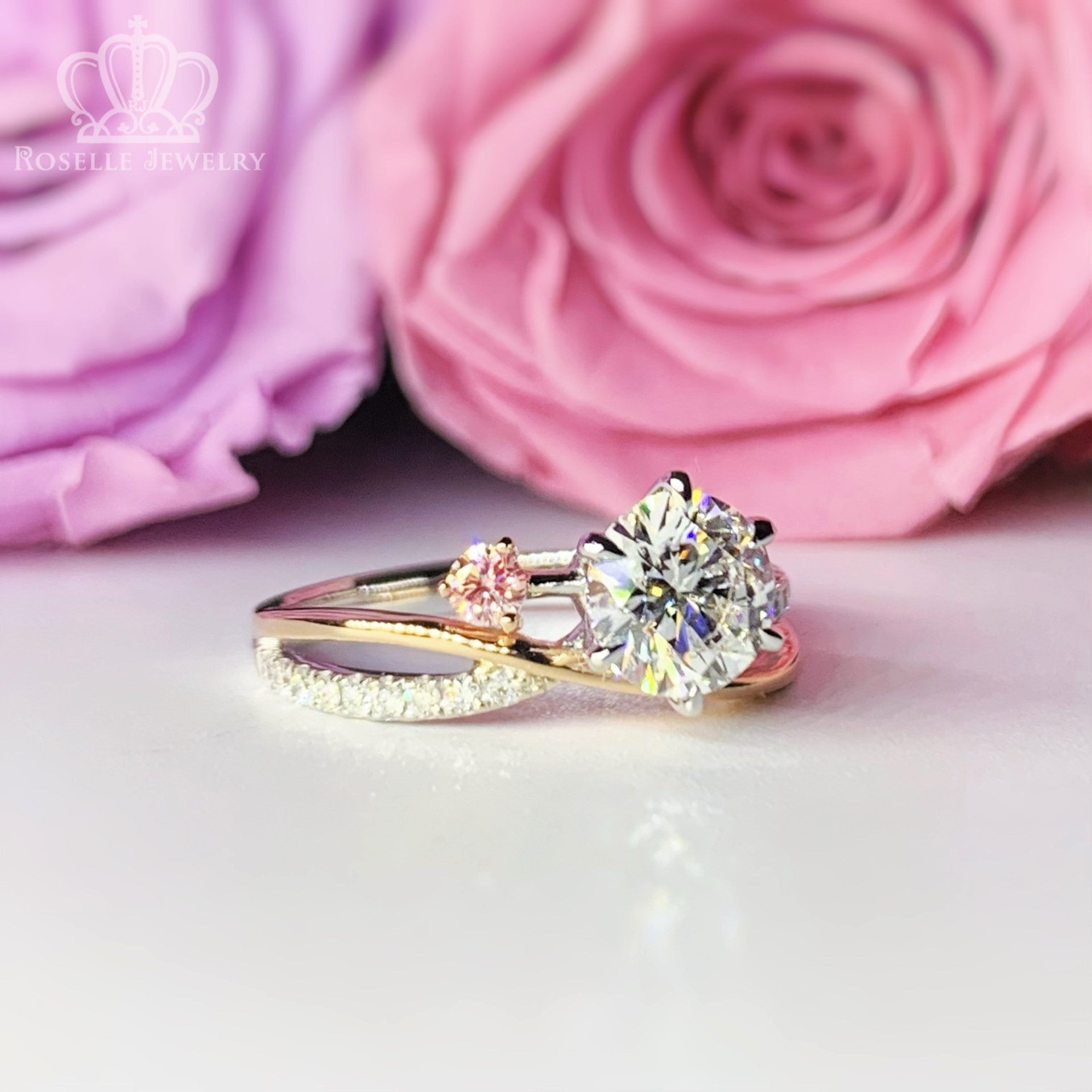 LGT125 - [Setting Only] Cross Side Stone Diamond Engagement Ring
