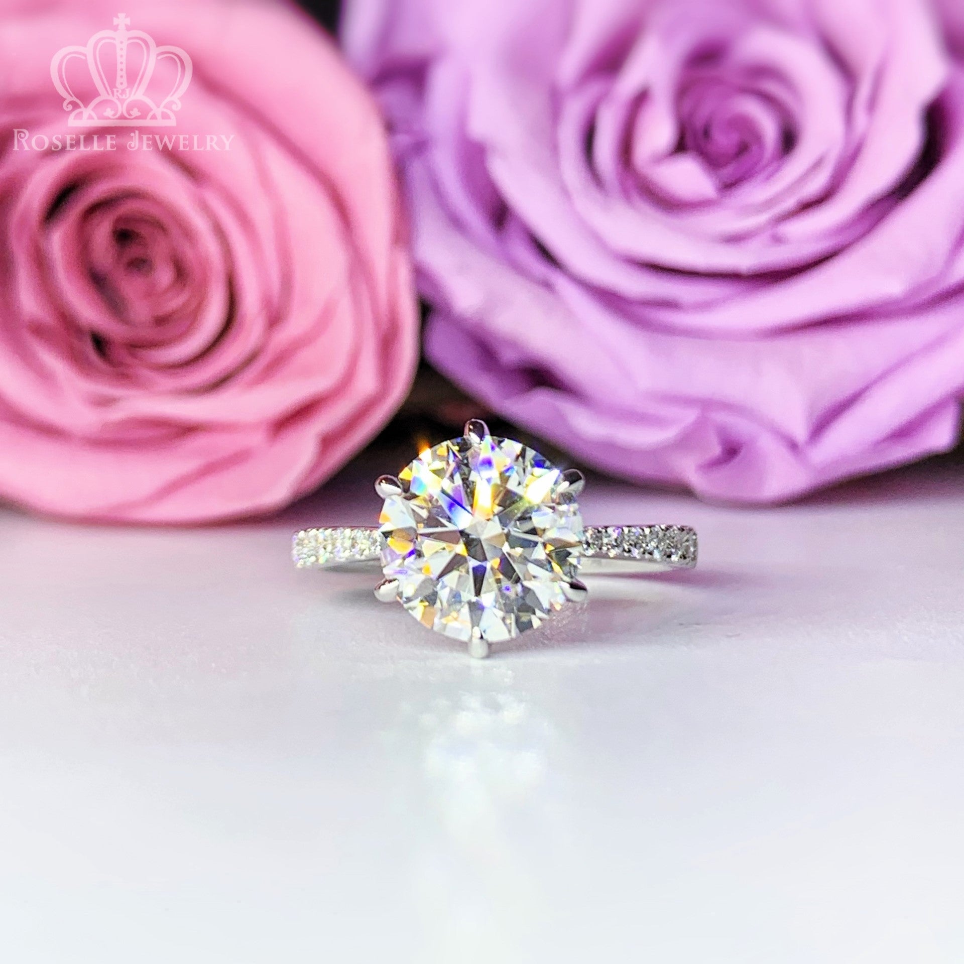 Six Prong Side Stone Diamond Engagement Ring [Setting Only] - LGR240s