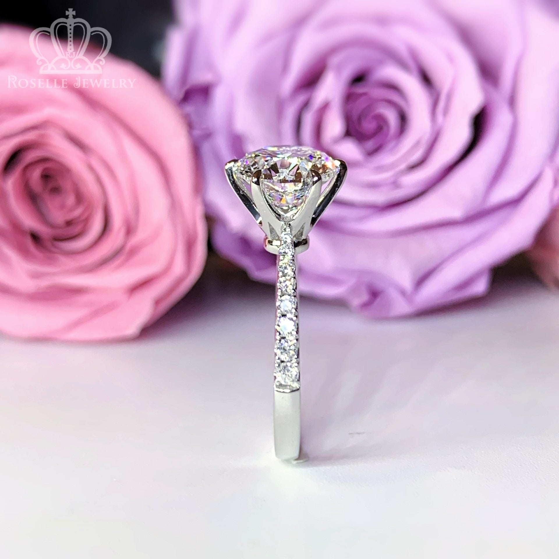 Six Prong Side Stone Diamond Engagement Ring [Setting Only] - LGR240s