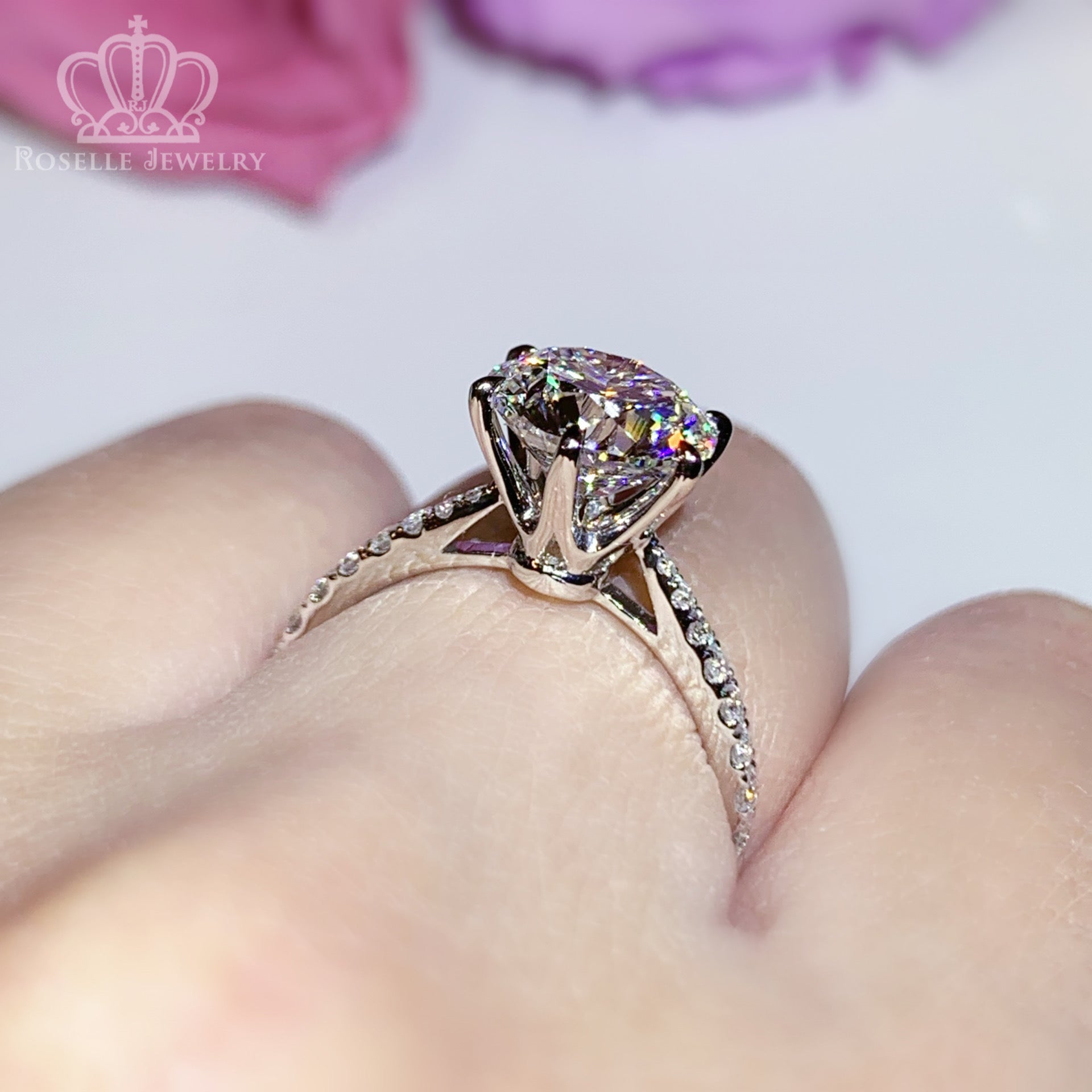 Six Prong Side Stone Diamond Engagement Ring [Setting Only] - LGR240s