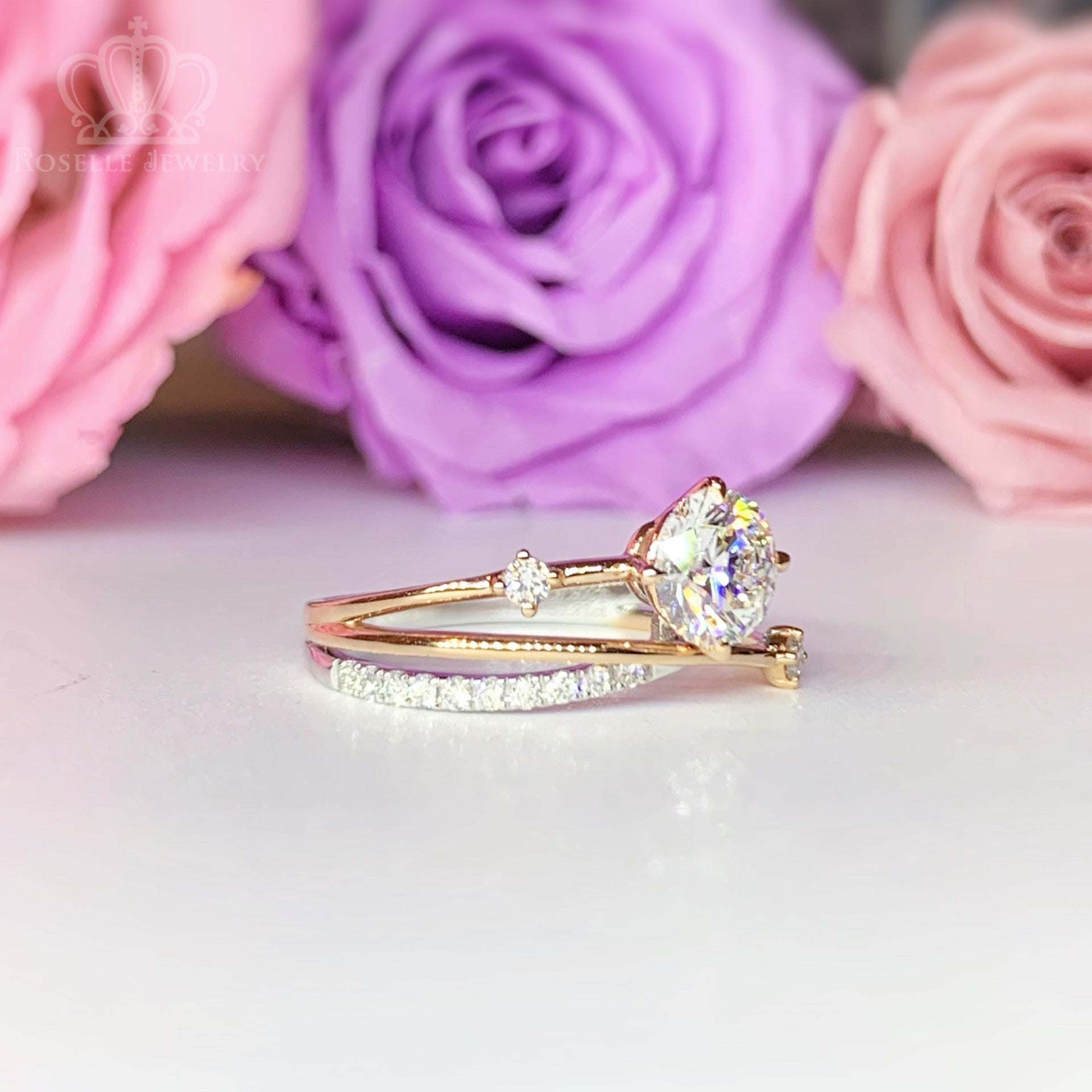 LGR059 - Twist Side Stone Diamond Engagement Ring [Setting Only]