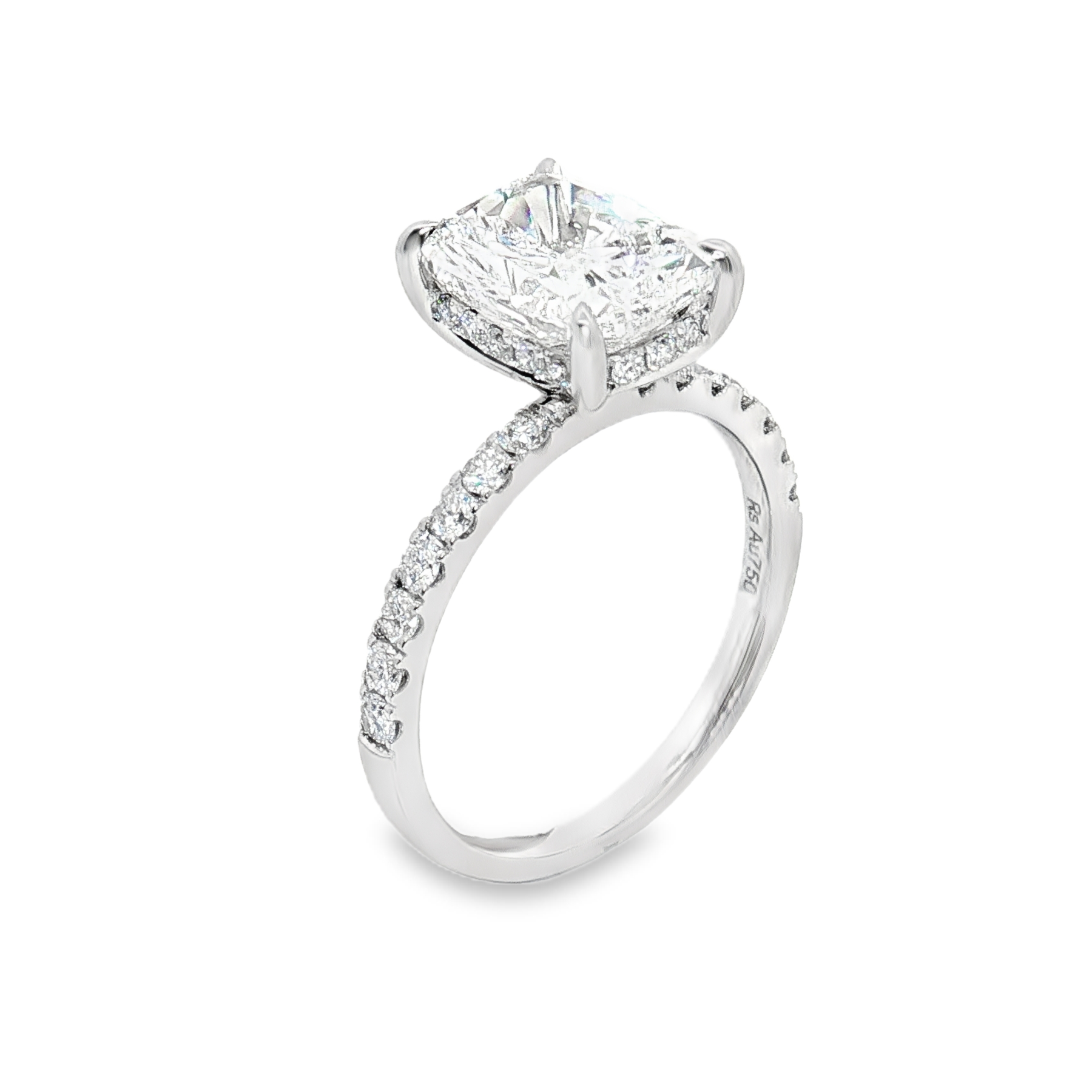 LGV253 - Stok 2.53CT 18K Emas Putih Vintage Halo Tersembunyi Cincin Pertunangan LG684504827