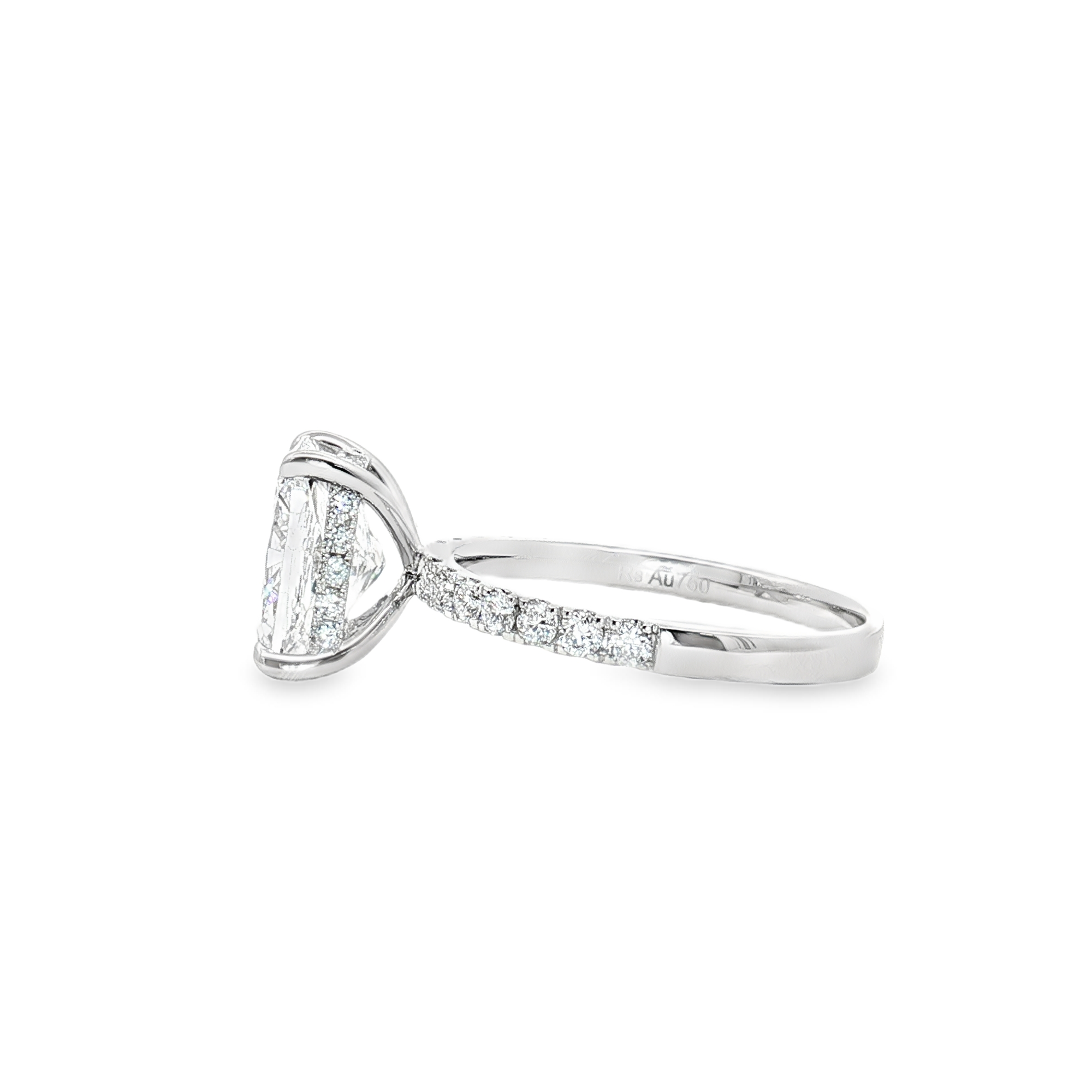 LGV253 - Stok 2.53CT 18K Emas Putih Vintage Halo Tersembunyi Cincin Pertunangan LG684504827