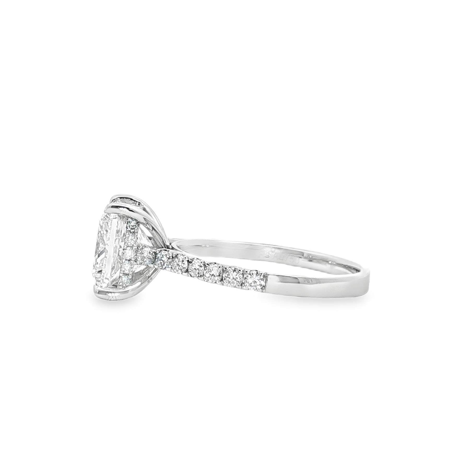 LGV265 - Stok 2.65CT 18K Emas Putih Vintage Hidden Halo Cincin Pertunangan LG684504848