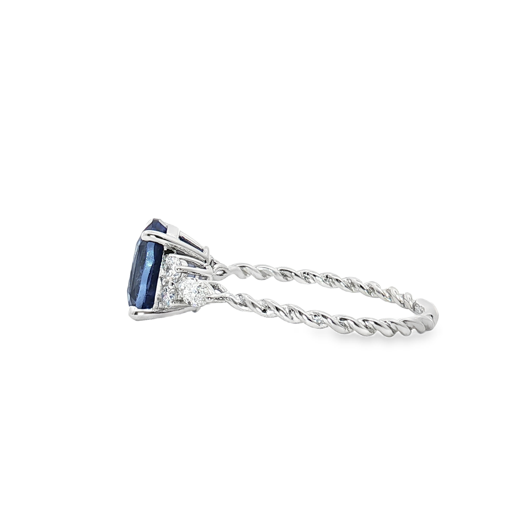 Cincin Pertunangan Berlian Batu Sisi Twist Stok - LSR002