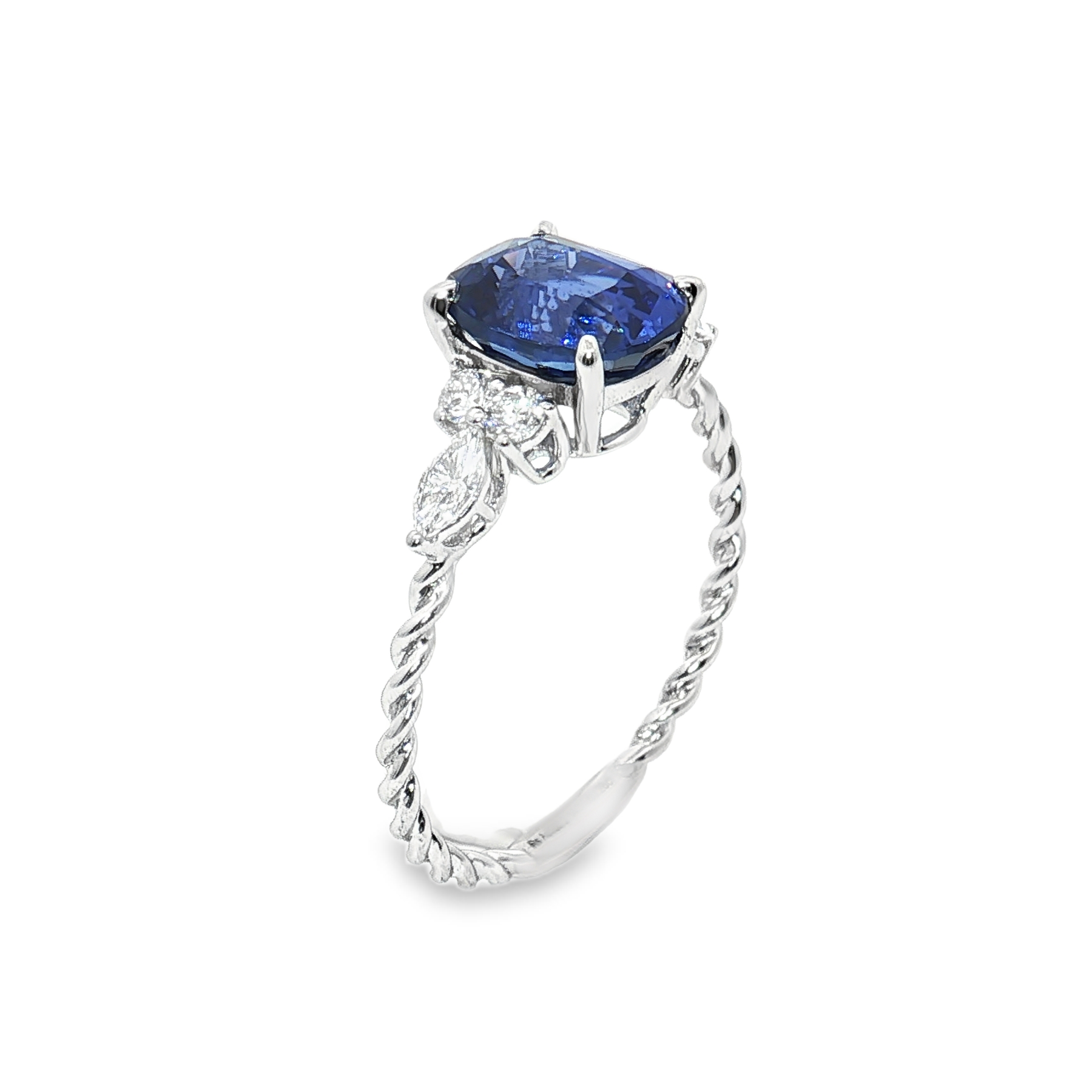 Cincin Pertunangan Berlian Batu Sisi Twist Stok - LSR002