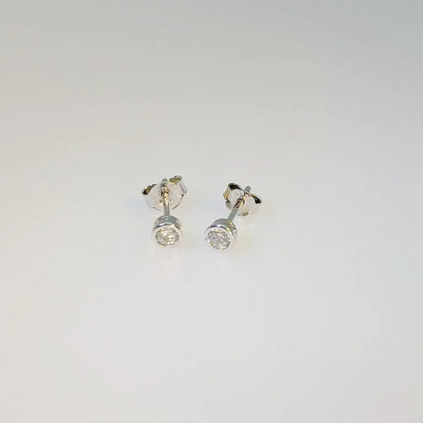 0.10CT Bezel Stud Earrings - R10 - Roselle Jewelry