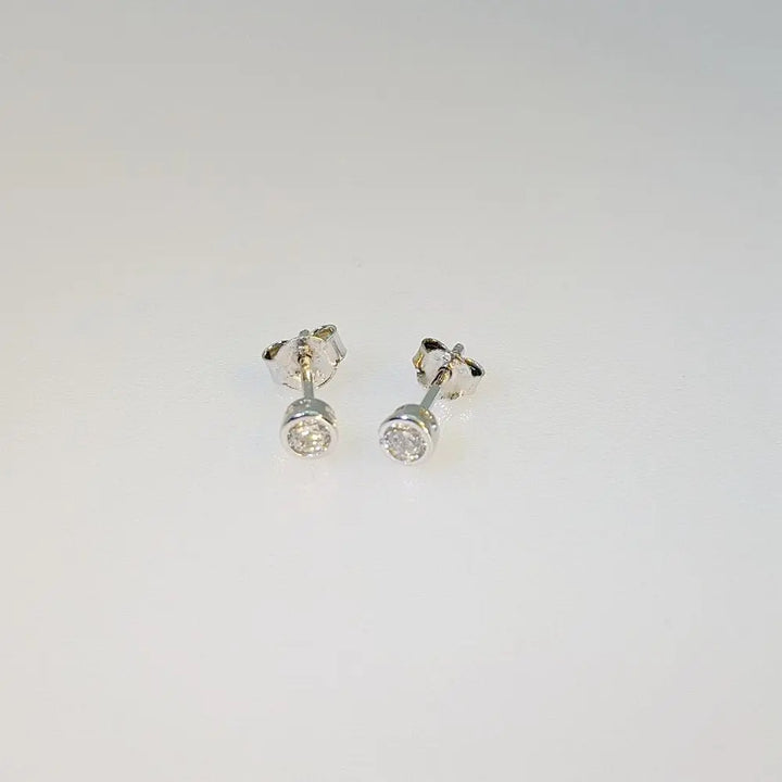 0.10CT Bezel Stud Earrings - R10 - Roselle Jewelry