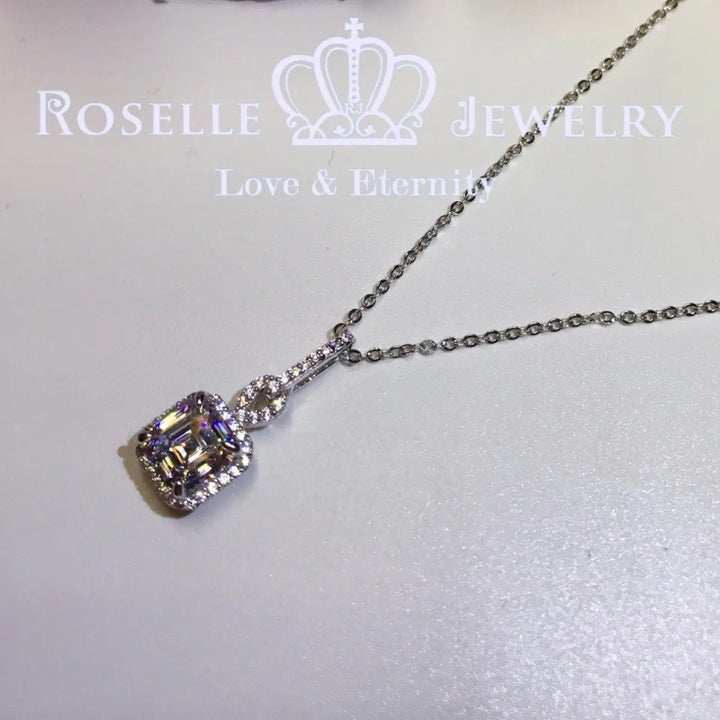 Halo Asscher Drop Pendants - CA1 - Roselle Jewelry