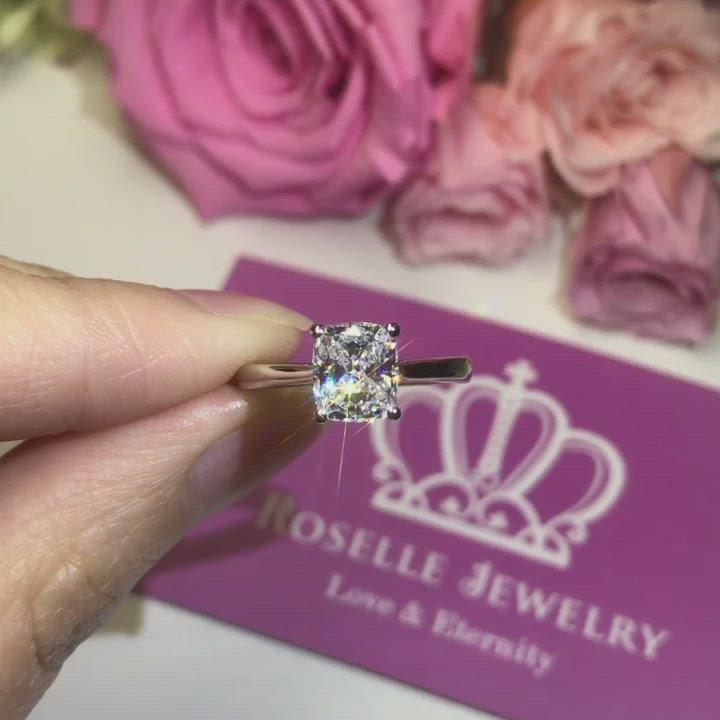 NC1 - Four Prong Cushion Cut Solitaire Engagement Ring