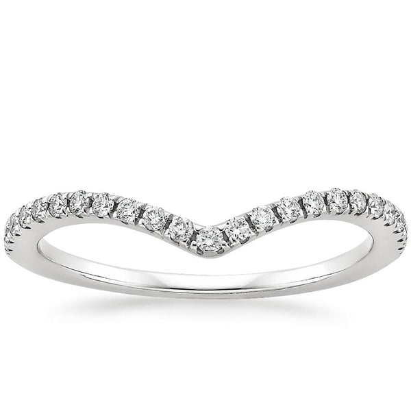 0.17CTW Flair V Shape Wedding Band Ring - LR28 - Roselle Jewelry