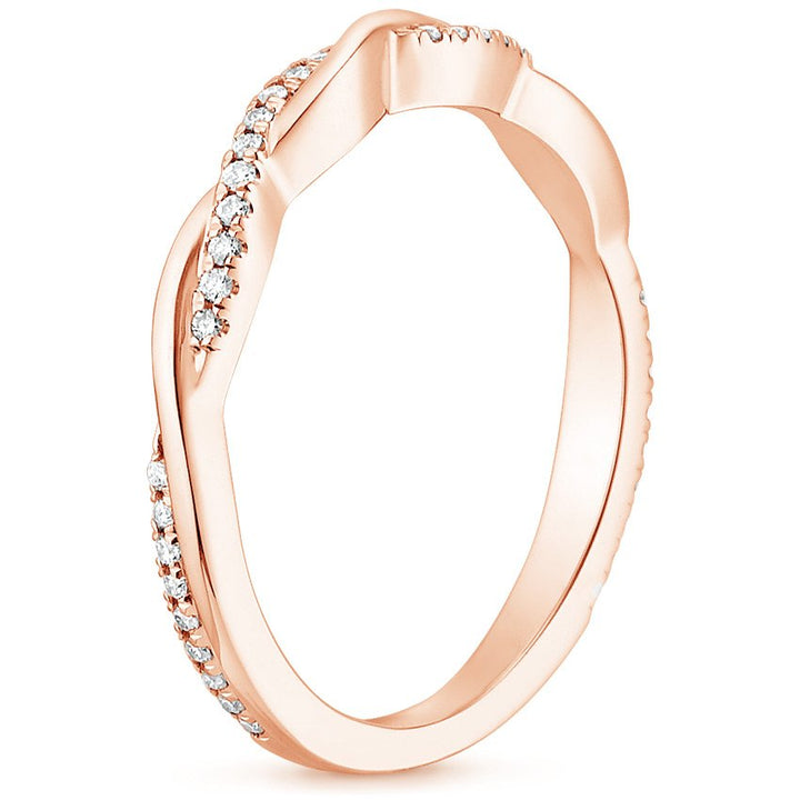 0.12CTW Petite Twisted Vine Diamond Wedding Band Ring - LR30 - Roselle Jewelry