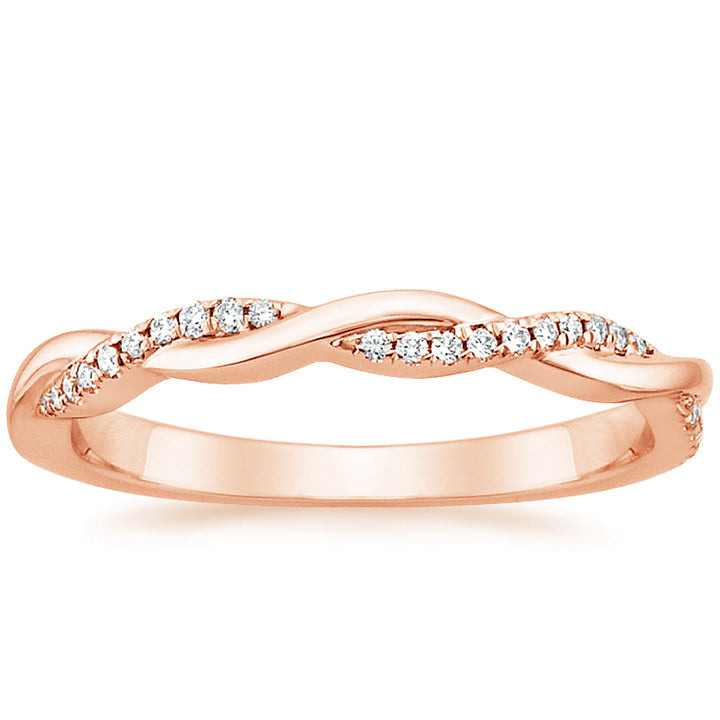 0.12CTW Petite Twisted Vine Diamond Wedding Band Ring - LR30 - Roselle Jewelry