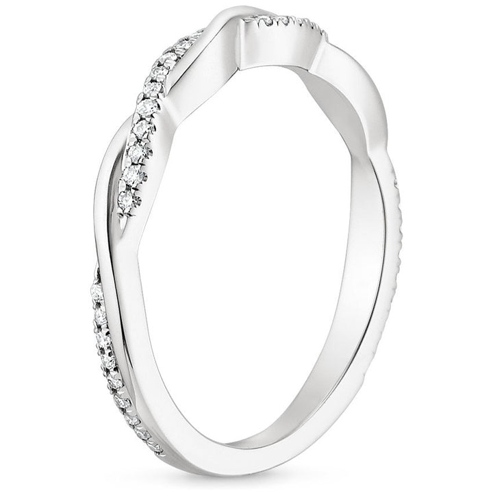0.12CTW Petite Twisted Vine Diamond Wedding Band Ring - LR30 - Roselle Jewelry