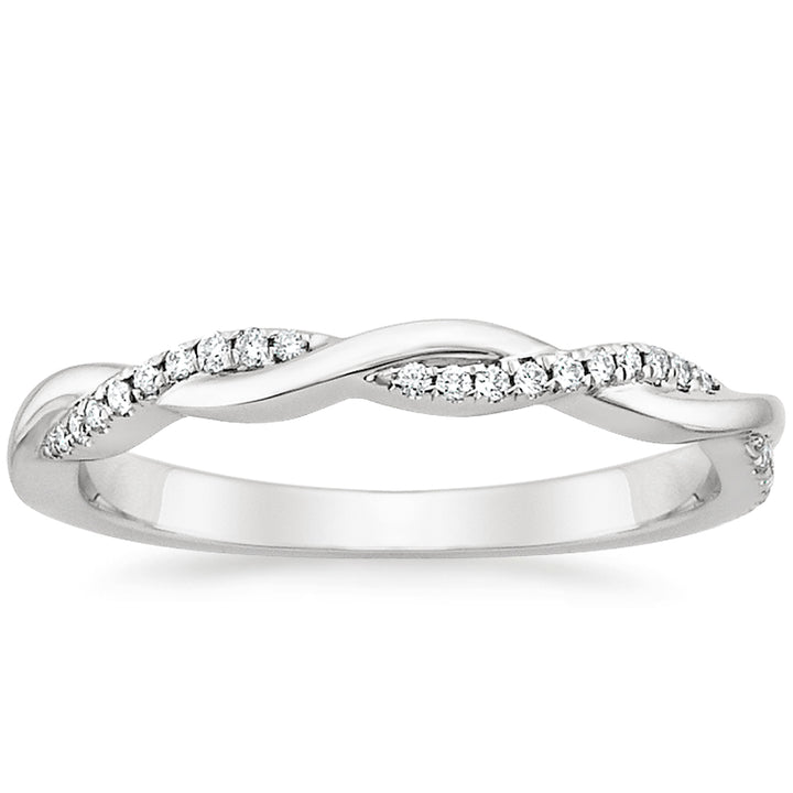 0.12CTW Petite Twisted Vine Diamond Wedding Band Ring - LR30 - Roselle Jewelry