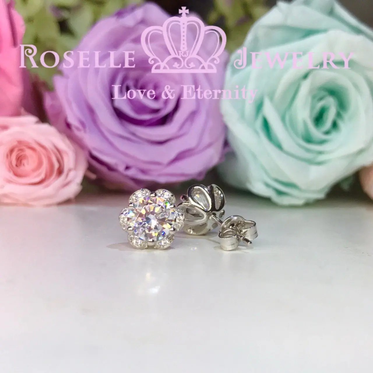 Fashion Floral Stud Earrings - ER6 - Roselle Jewelry