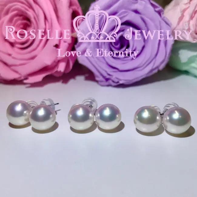 Tsukihana™ Akoya Pearl Stud 18K White Gold Earrings - AKE1 - Roselle Jewelry