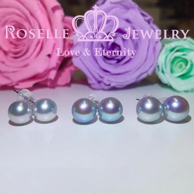 Tsukihana™ Akoya Pearl Stud 18K White Gold Earrings - AKE1 - Roselle Jewelry