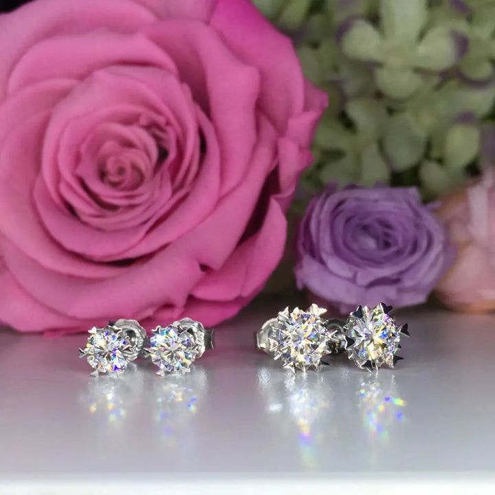 Heart Shape Prong Stud Earrings - ER4 - Roselle Jewelry