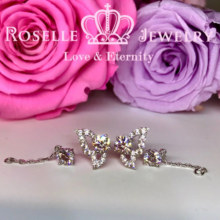 Detachable Butterfly Drop Earrings - DE7 - Roselle Jewelry