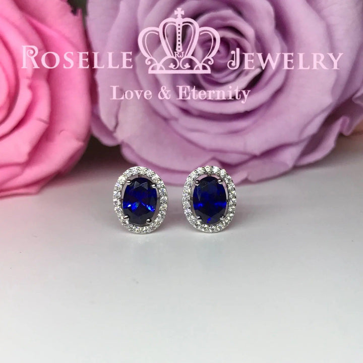 Detachable Oval Halo Stud Earrings - RR8 - Roselle Jewelry