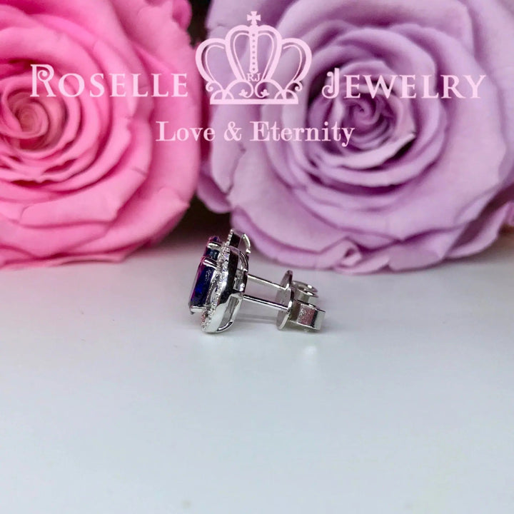 Detachable Oval Halo Stud Earrings - RR8 - Roselle Jewelry
