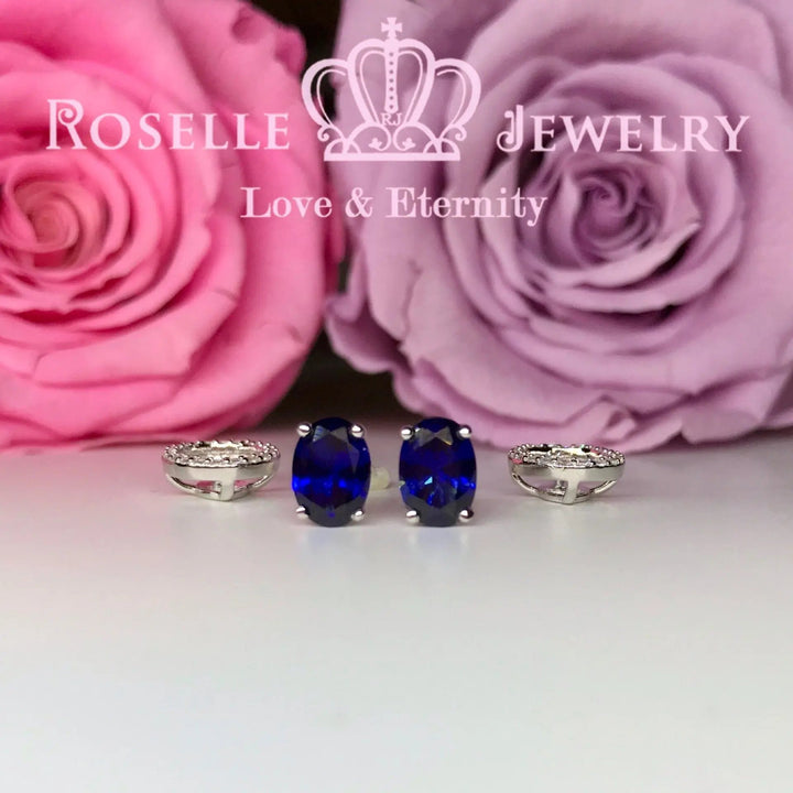 Detachable Oval Halo Stud Earrings - RR8 - Roselle Jewelry