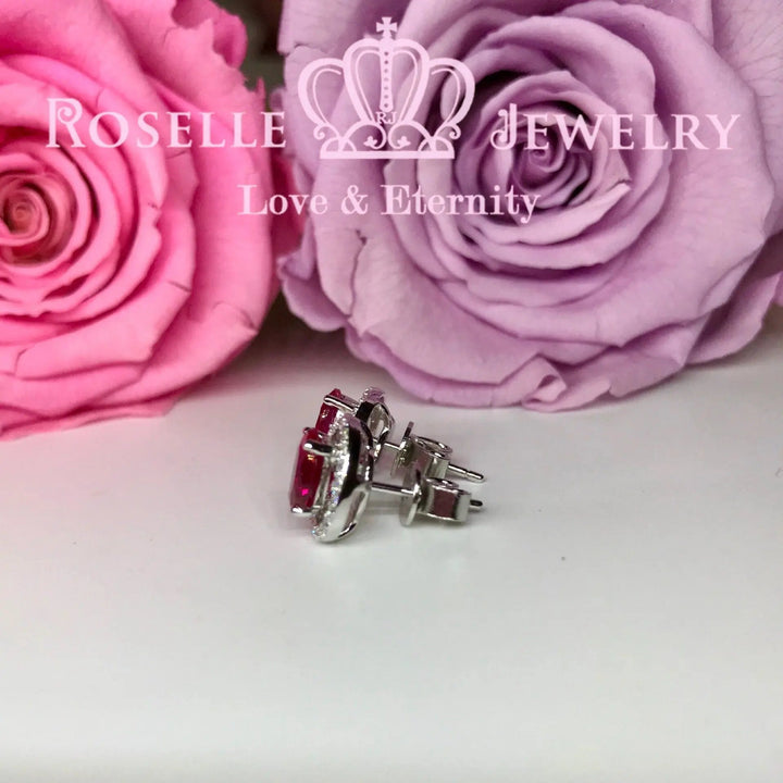 Detachable Oval Halo Stud Earrings - RR8 - Roselle Jewelry