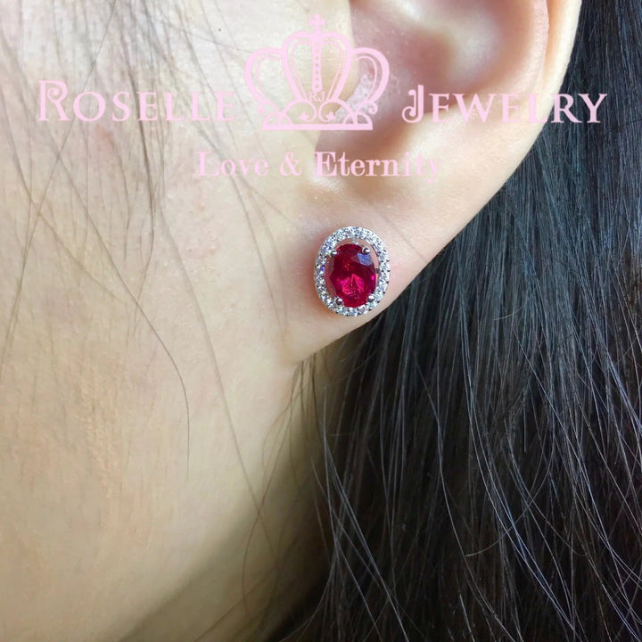 Detachable Oval Halo Stud Earrings - RR8 - Roselle Jewelry