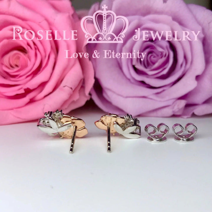 Rose Floral Dancing Stone Stud Earrings - ED4 - Roselle Jewelry