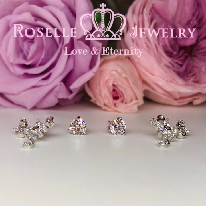 Detachable Floral Stud Earrings - JE2 - Roselle Jewelry