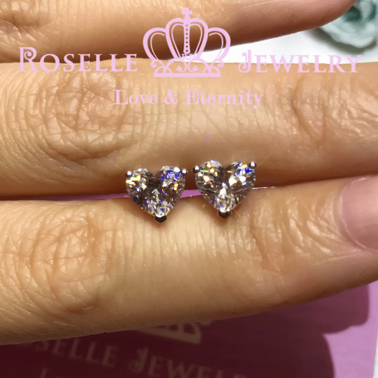 Happy Heart Shape Stud Earrings - EH2 - Roselle Jewelry