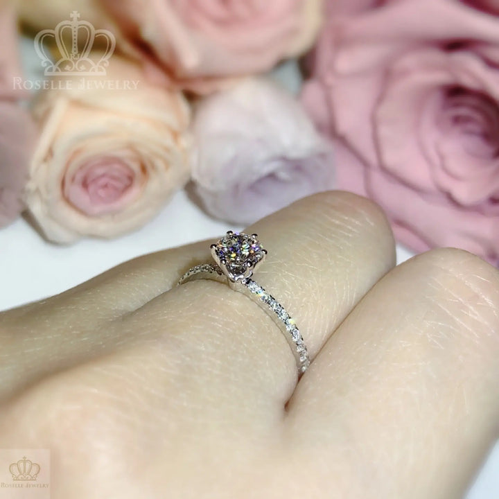 0.60CT Six Prong Lab Grown With Side Stone Diamond Ring - LGR001 - Roselle Jewelry