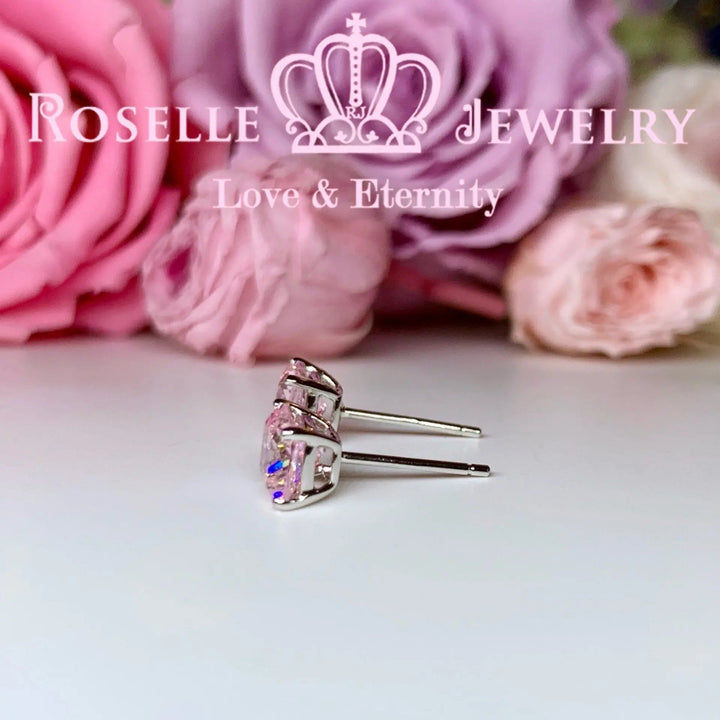 Detachable Cushion Cut Halo Stud Earrings - RR9 - Roselle Jewelry