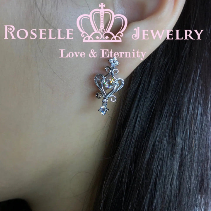Vintage Dancing Stone Drop Stud Earrings - ED2 - Roselle Jewelry