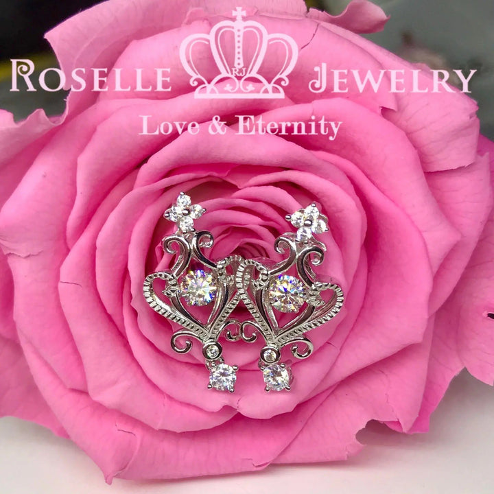Vintage Dancing Stone Drop Stud Earrings - ED2 - Roselle Jewelry