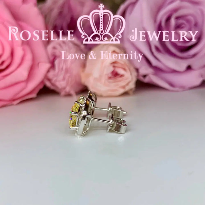 Detachable Cushion Cut Halo Stud Earrings - RR9 - Roselle Jewelry