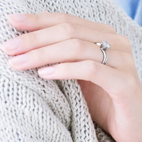 Six Prong Twist Round Brilliant Engagement Ring [Setting Only] - EC011 - Roselle Jewelry