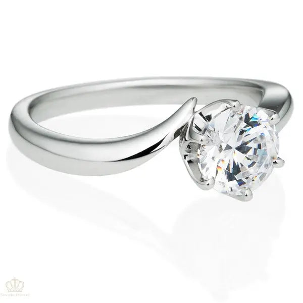 Six Prong Twist Round Brilliant Engagement Ring [Setting Only] - EC011 - Roselle Jewelry
