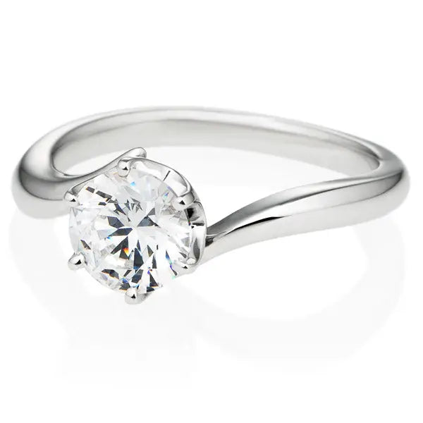 Six Prong Twist Round Brilliant Engagement Ring [Setting Only] - EC011 - Roselle Jewelry