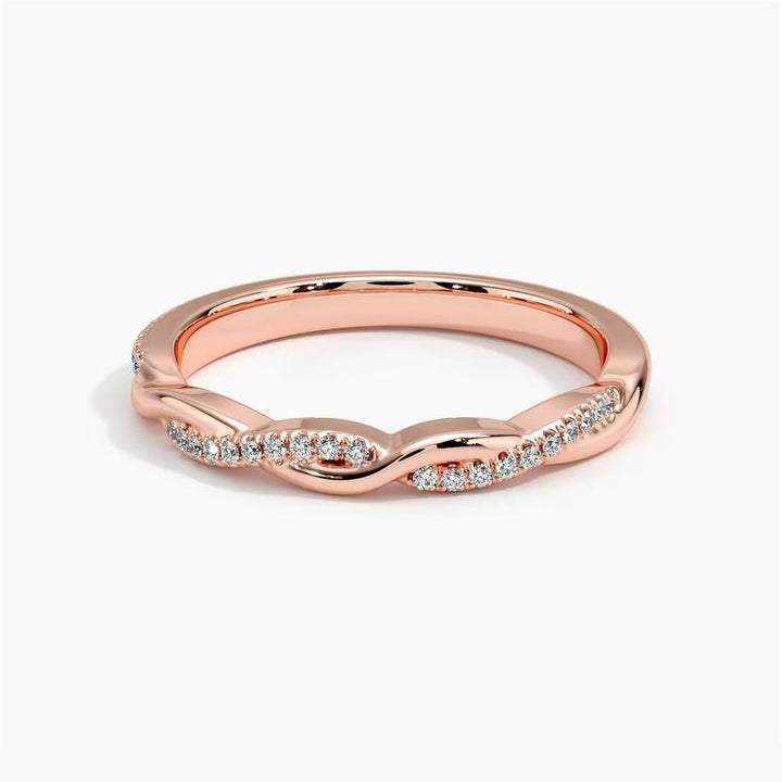 0.12CTW Petite Twisted Vine Diamond Wedding Band Ring - LR30 - Roselle Jewelry