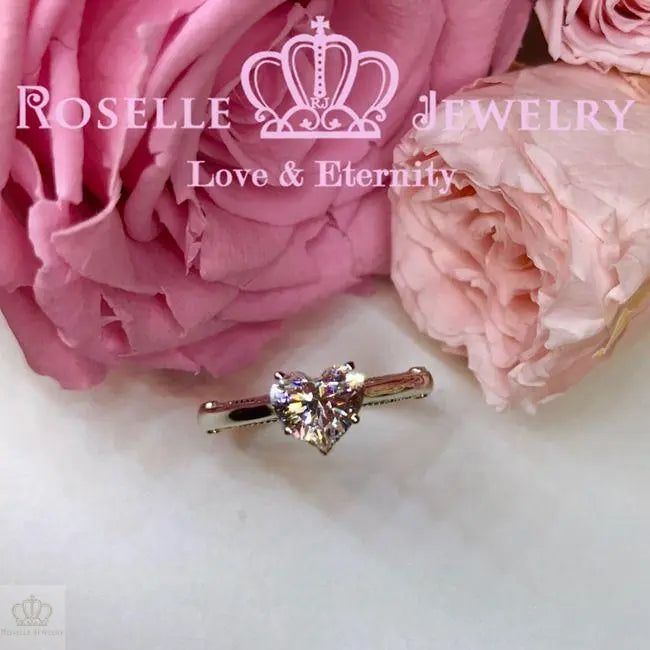 Vintage Heart Shape Solitaire Engagement Ring - VH3 - Roselle Jewelry