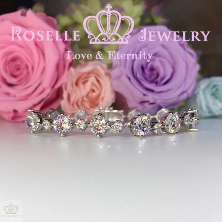 Cushion Cut & Brilliant Round Cut Bracelet - BC100 - Roselle Jewelry