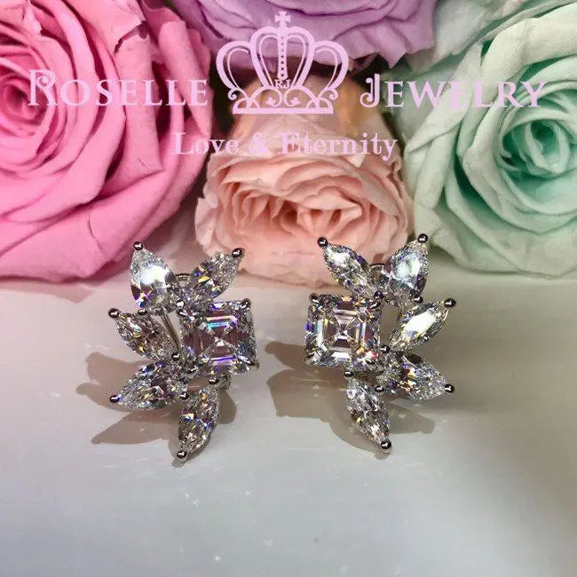 Asscher Pear & Marquise Cut Cluster Earrings - VE2 - Roselle Jewelry