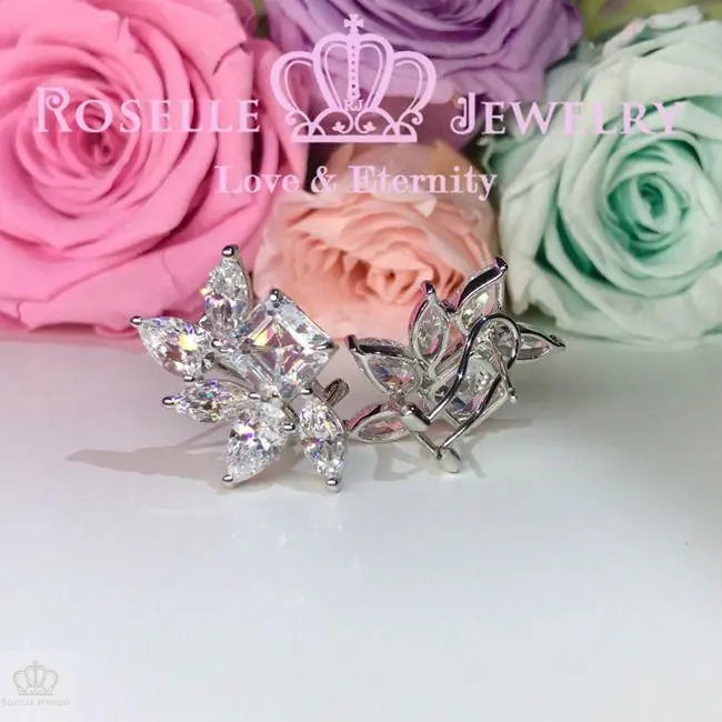 Asscher Pear & Marquise Cut Cluster Earrings - VE2 - Roselle Jewelry