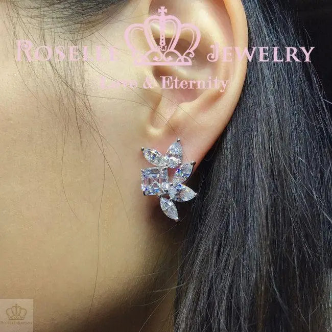 Asscher Pear & Marquise Cut Cluster Earrings - VE2 - Roselle Jewelry