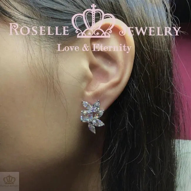 Asscher Pear & Marquise Cut Cluster Earrings - VE2 - Roselle Jewelry